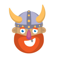Vector cartoon head of a Viking on a white background