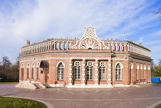 Cavalry building № 2, in the State historical, architectural, art and landscape Museum-reserve Tsaritsyno. In Moscow, Russian Federation. 