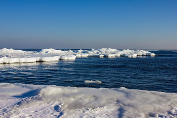 Seascape with snow.