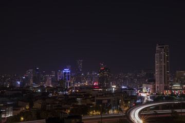 Fototapeta na wymiar Atasehir Finance Center Night Panorama , Istanbul , Turkey