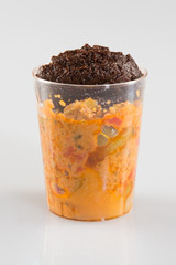 tapenade Mixed salad arranged take away clear plastic cup