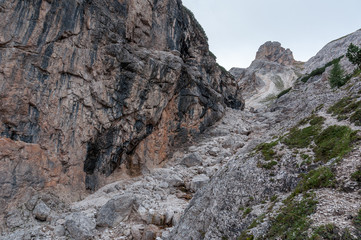 Pra della Vecia Valley bottom with big boulders, Cortina d'Ampezzo, Dolomites, Italy