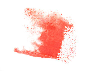 Red marker paint texture isolated on white background. Red paint stroke. Pattern, texture of colored watercolor paint. Gouache. Abstraction.