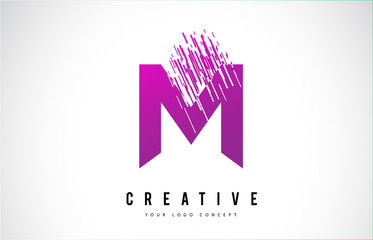 M Letter Logo Design with Purple Colors