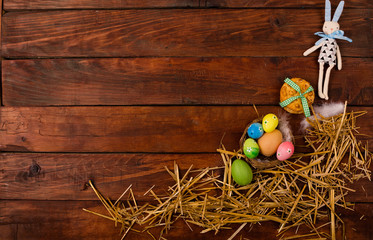 Spring background with traditional Easter symbols