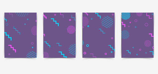 Folder collection with Thin line retro element pattern