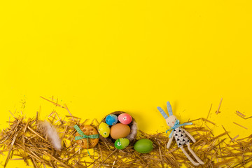 Spring background with traditional Easter symbols