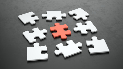 Puzzle on black background - 3d rendering
