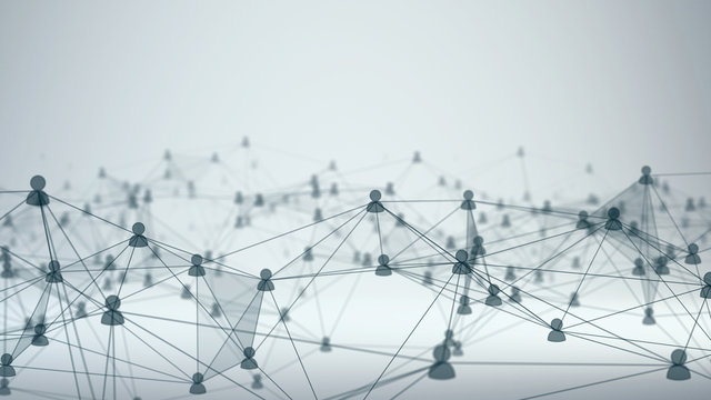 Concept of Social Network, internet communication. 3d illustration
