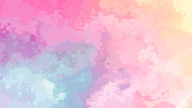 abstract animated stained background seamless loop video - watercolor effect - cute pastel color spectrum - pink, blue, orange and yellow
