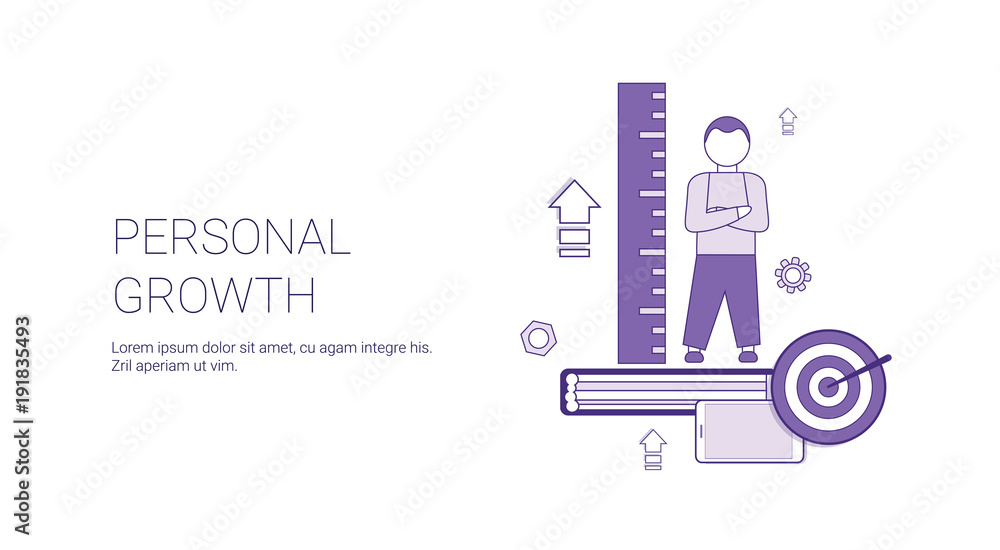 Aufkleber personal growth development web banner template with copy space vector illustration