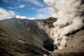 Crater view of the volcano eruption 