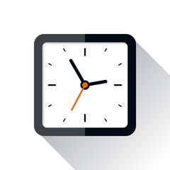 Squre Clock icon in flat style, square timer on white background. Business watch. Vector design element for you project