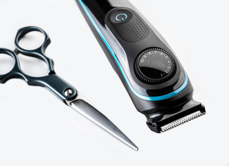 Hair trimmer isolated on the white background. Beard and hair clippers.