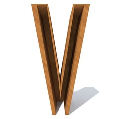 Conceptual wood or wooden brown font or type, timber or lumber industry piece isolated on white background. Educative hadwood material, smooth surface pine handmade sculpted object as 3D illustration
