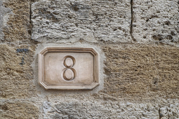 number eight on a wall