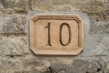 number ten on a wall