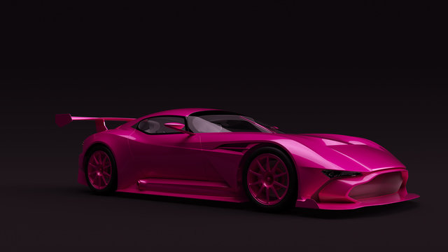 Pink High Performance Sports Car 3d illustration 