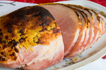 christmas or easter ham traditional swedish dish for the holidays sliced and ready to eat