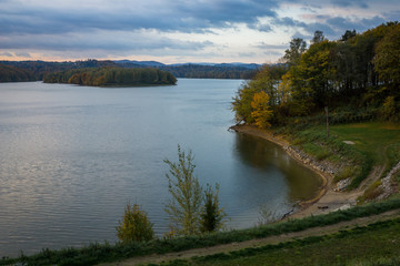 Fototapeta na wymiar Bay on the Solina lake in Polanczyk, Bieszczady, Poland