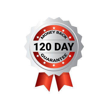 Money Back In 120 Days Template Medal With Ribbon Sign Sticker Isolated Vector Illustration
