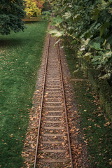 Obraz premium Tram tracks in Frankfurt am Main.