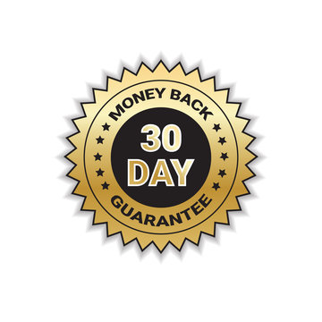 Golden Label Money Back In 30 Days With Guarantee Template Stamp Isolated Vector Illustration
