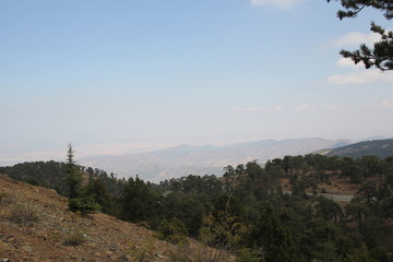 Mountain landscape. High gray mountains and sparse vegetation