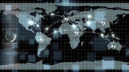 The hologram network connection technology of worldmap,business technlogy concept