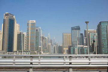 Fototapeta na wymiar DUBAI, UAE - 2018 JANUARY 22 : Modern buildings in Dubai Marina, Dubai, UAE.