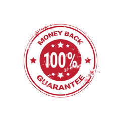 Money Back Guarantee Grunge Red Sticker Or Stamp Template Isolated Vector Illustration