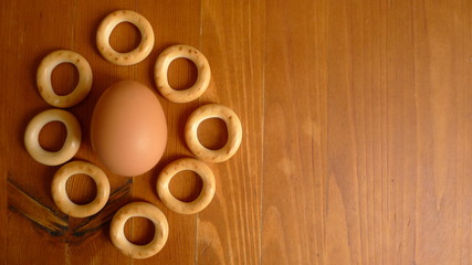 Fototapeta premium Brown eggs on a wooden table.easter