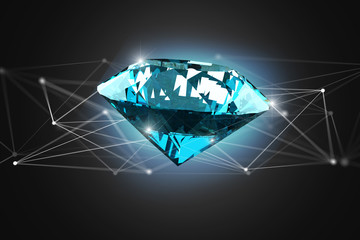 Diamond shinning in front of connections - 3d render