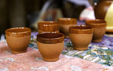 Traditional clay glasses for wine