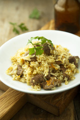Rice pilau with meat and vegetables