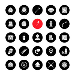 Firefighting glyph icons set