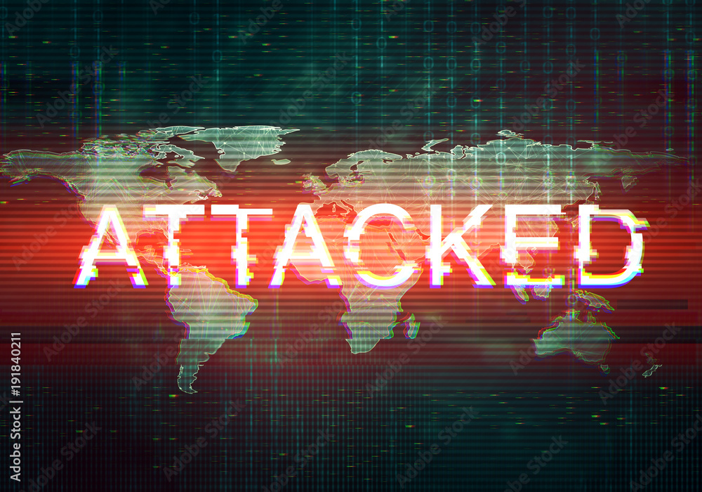 Aufkleber abstract illustration of distorted dark green display screen with red light spot. attacked inscripti
