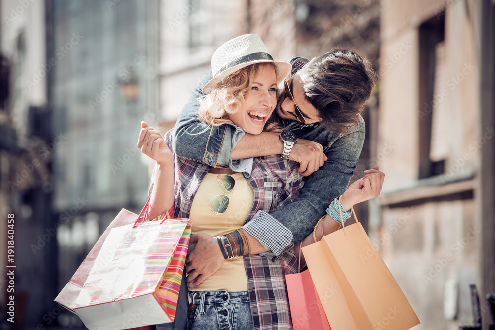 Canvas Prints Loving couple shopping