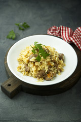 Rice pilau with meat and vegetables