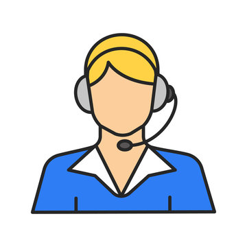 recommend clip art: Call center operator color icon