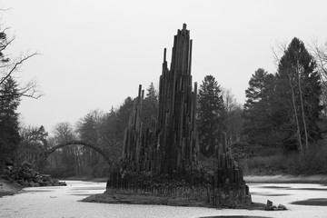 stone structure in lake