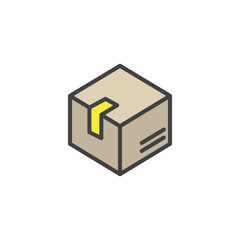 Delivery box filled outline icon, line vector sign, linear colorful pictogram isolated on white. Box, package, parcel symbol, logo illustration. Pixel perfect vector graphics