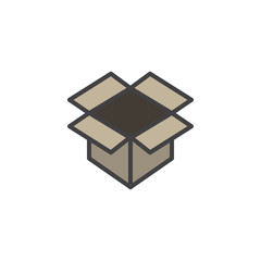 Open parcel box filled outline icon, line vector sign, linear colorful pictogram isolated on white. Packaging cardboard box symbol, logo illustration. Pixel perfect vector graphics