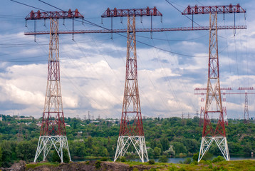 Renewable energy sources and relay masts across the river
