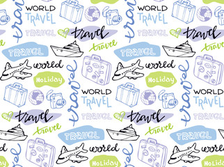 Hand drawn doodle travel pattern