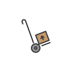 Hand trolley, handcart filled outline icon, line vector sign, linear colorful pictogram isolated on white. Delivery and logistics symbol, logo illustration. Pixel perfect vector graphics