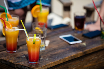 Alcohol orange daiquiri and cuba libre cocktail