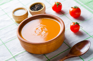 Tomato soup prepared in traditional italian style