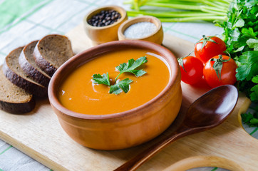 Tomato soup prepared in traditional italian style