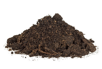 Pile of soil isolated on white background